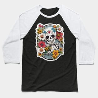 Cute floral kawaii skeleton No.12 Baseball T-Shirt